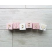 Wooden Blocks - Pink , Pink and white patterned